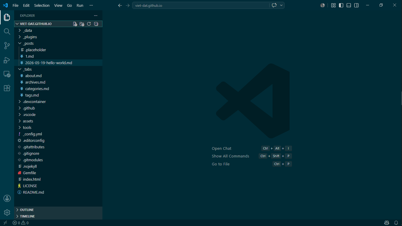 Mở folder bằng VS Code